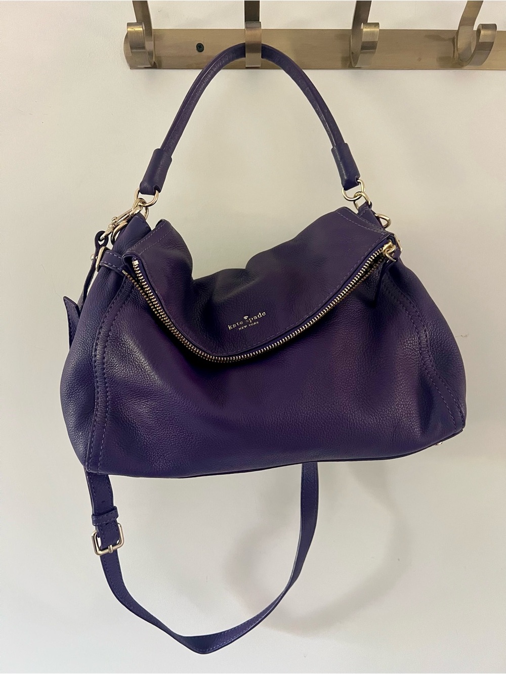 kate spade Purple Leather Shoulder Satchel with Gold Hardware